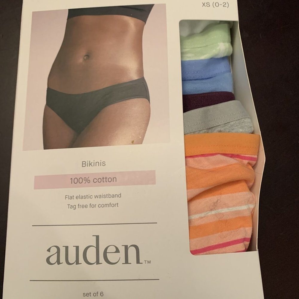 Auden Set Of 6 Tag Free Bikinis Size XS (0-2) Womens Cotton Underwear New